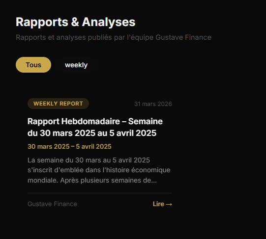Rapports Hebdomadaires